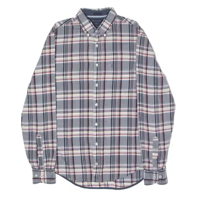 TOMMY HILFIGER New York Fit Mens Shirt Blue Plaid Long Sleeve S