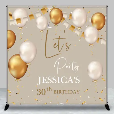 Aperturee Balloons Lets Party Custom 30th Birthday Backdrop - Aperturee