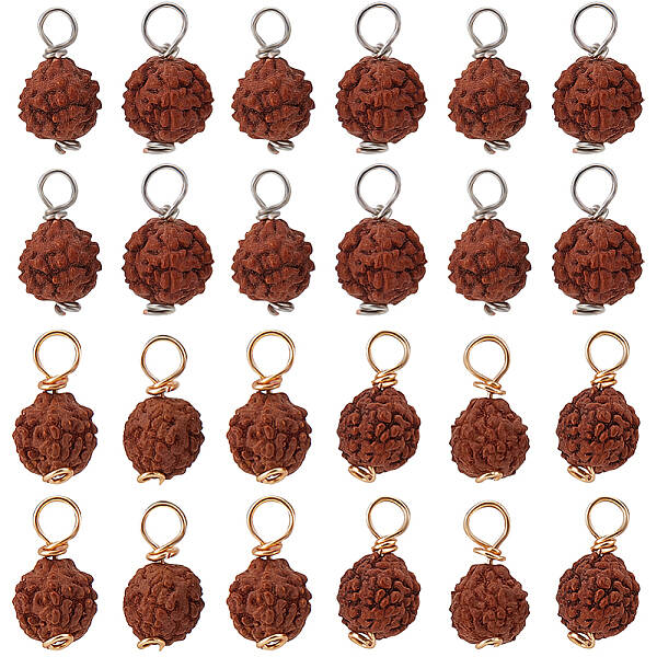 80Pcs 2 Colors Round Natural Wood Pendants