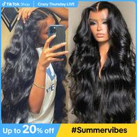 Bling Hair Body Wave 13x4 Transparent Lace Front Wigs Human Hair 180% Density 13x6 HD Lace Frontal Wigs Brazilian Natural Col...