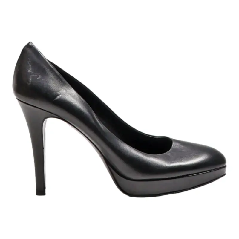NAVYBOOT Court Heels Black Leather Womens UK 6