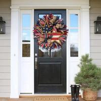 4th Of July Patriotic Wreath, 17.7 Inch Memorial Day Garland for Front Door, Indoor Outdoor Holiday Home Decor, Ornaments
