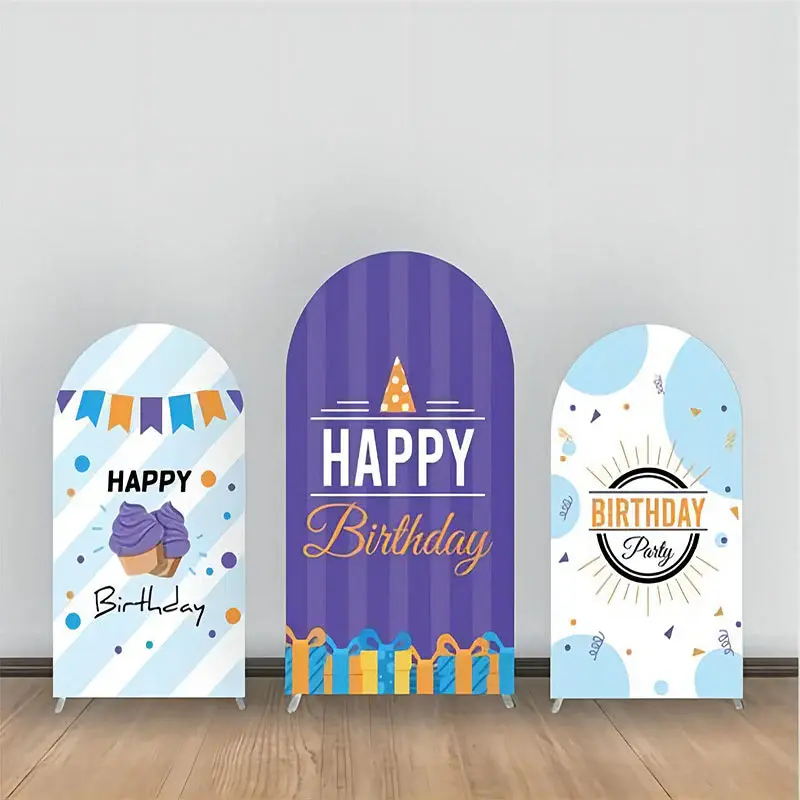 Purple Blue Stripes Cake Birthday Arch Backdrop Kit - Aperturee