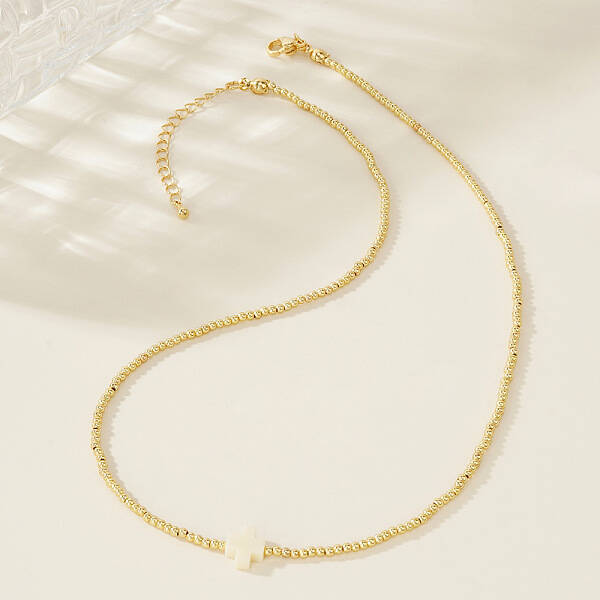 Real 18K Gold Plated 2mm Round Brass Beaded Necklaces
