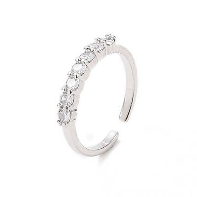 Clear Cubic Zirconia Open Cuff Ring