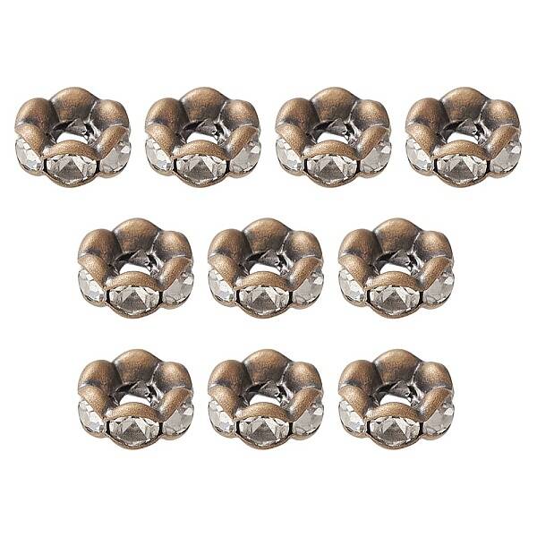 Brass Rhinestone Spacer Beads