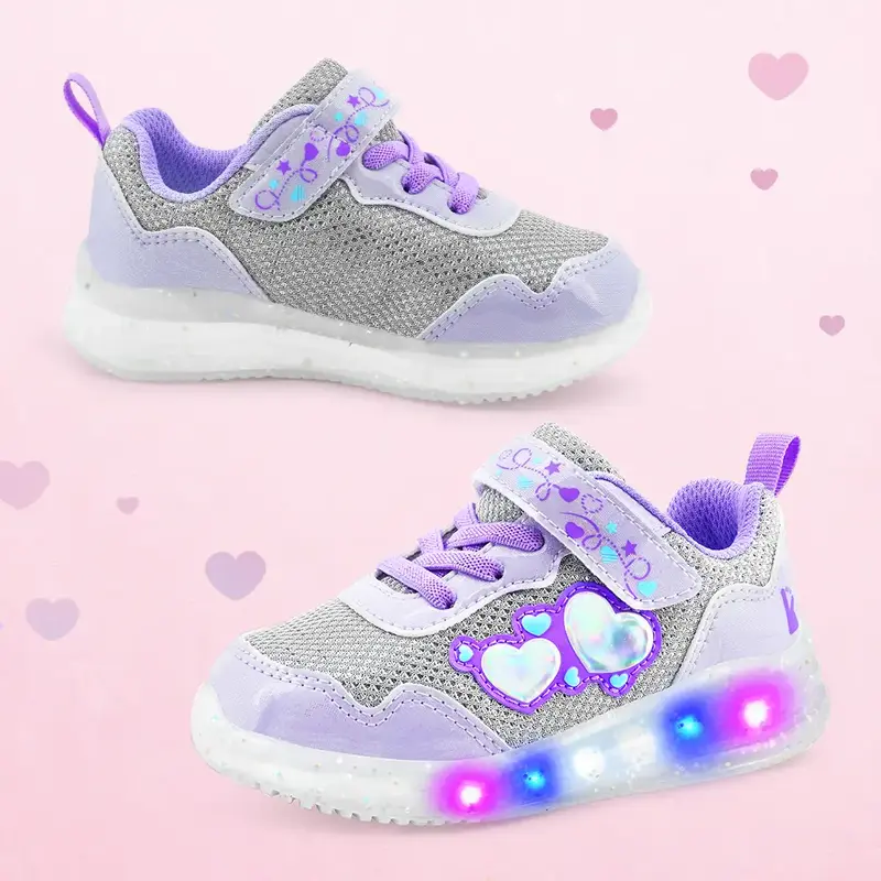 Toddler Girls' Light-Up Shoes Halloween LED Flashing Lightweight Breathable Mesh Running Sneakers for Kids Christmas Light-Up...