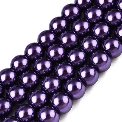 Baking Painted Pearlized Glass Pearl Round Bead Strands