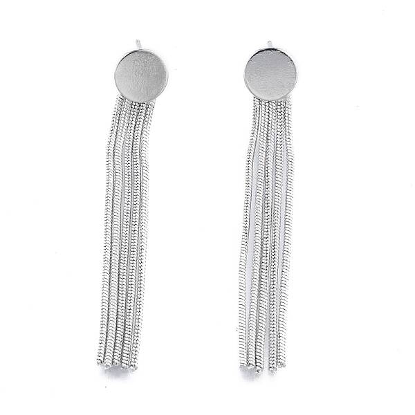 Brass Tassel Dangle Stud Earrings for Women