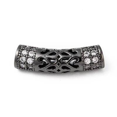 Brass Micro Pave Cubic Zirconia Beads