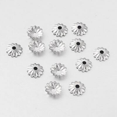Tarnish Resistant Multi-Petal 316 Surgical Stainless Steel Flower Bead Caps