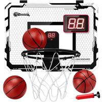 Indoor Basketball Hoop Set with Electronic Scoreboard, Portable Design for Kids, Includes Scorer, Hanging Style Basketball Bo...