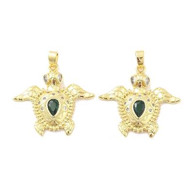 Tortoise Brass Micro Pave Cubic Zirconia Pendants