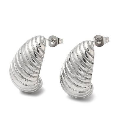 Non-Tarnish 304 Stainless Steel Croissant Stud Earrings