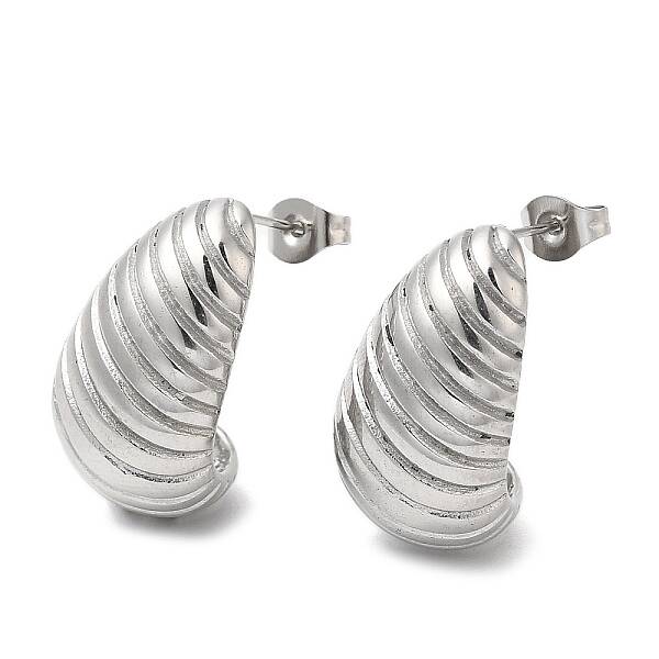 Non-Tarnish 304 Stainless Steel Croissant Stud Earrings