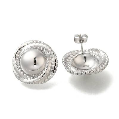 304 Stainless Steel Flat Round Stud Earrings for Women