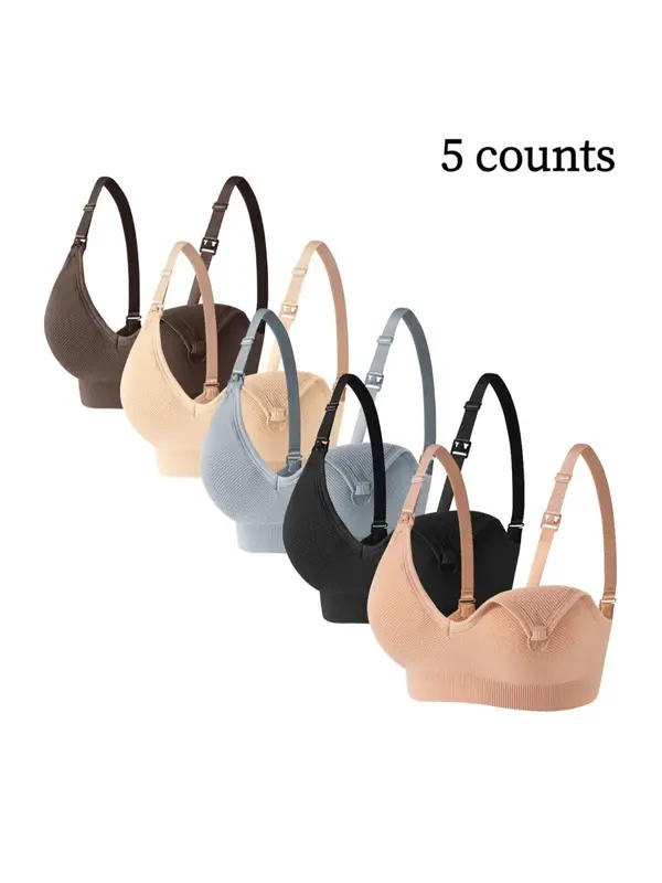 Maternity Solid Color Nursing Bra, Comfortable Breathable Removable Chest Pad Nursing Bra, Maternity Underwear for Pregnancy ...