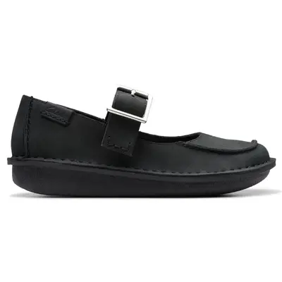 Clarks Funny Bar Leather Women's Hook and Loop Shoes - Black - Size:US 9.5 Women