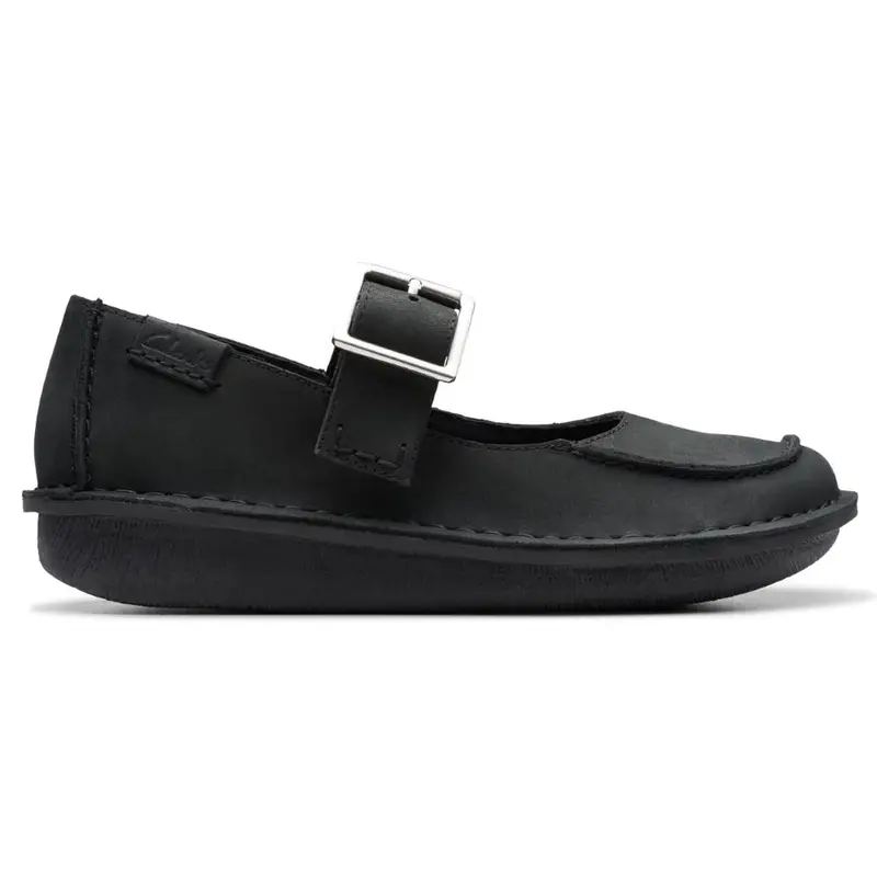 Clarks Funny Bar Leather Women's Hook and Loop Shoes - Black - Size:US 9.5 Women