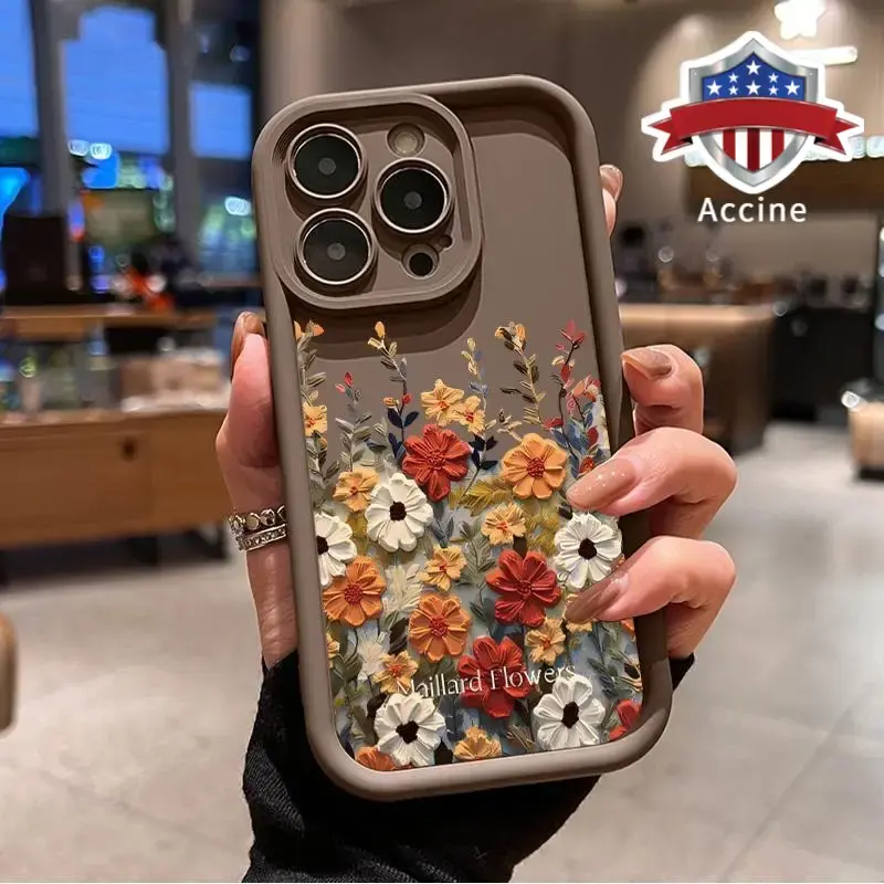 Floral Garden Pattern TPU Phone Case for iPhone 16 15 14 Pro Max 13 12 11 XR XS Plus E Shockproof Full Camera Protection Dura...