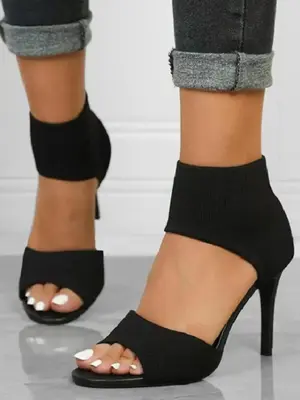 Women's Fashionable Knitting Solid Color Stiletto Sandals, Casual Slip on Sandals for Summer, Breathable Comfortable Shoes fo...
