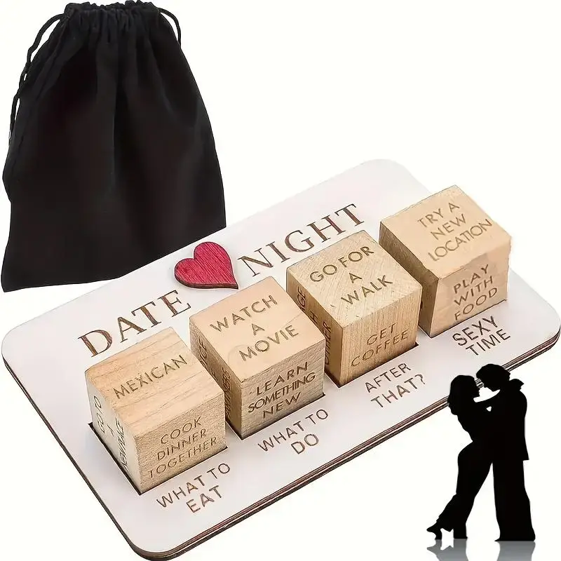 Wooden Date Night Decision Dice - Romantic Couples Wooden Dice Game Set, Portable and Creative Ideas for Adults, Ideal Love G...