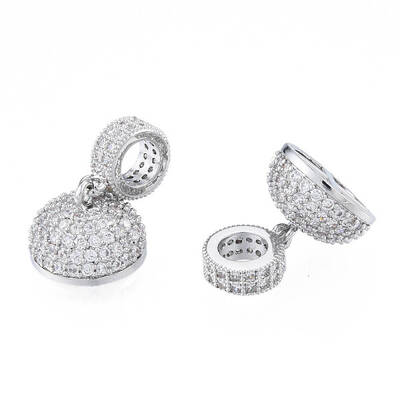 Brass Micro Pave Clear Cubic Zirconia Cord Ends