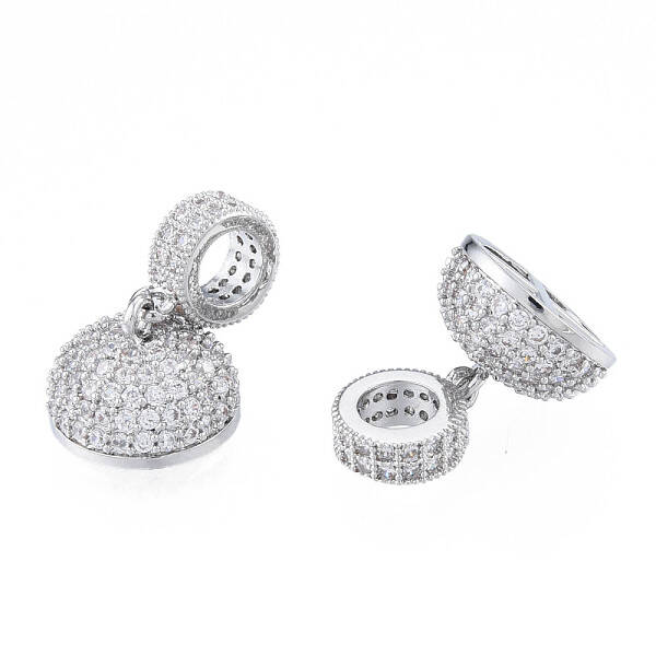 Brass Micro Pave Clear Cubic Zirconia Cord Ends