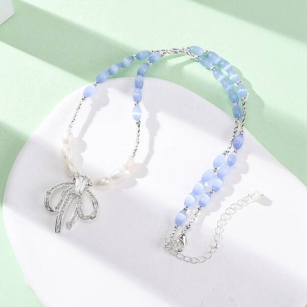 Natural Pearl & Cat Eye Beaded Necklaces