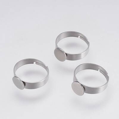 Tarnish Resistant Adjustable 304 Stainless Steel Pad Ring Settings