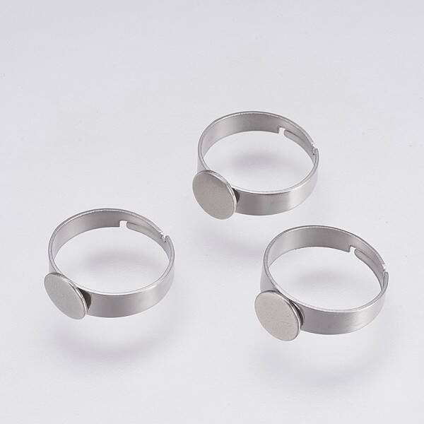 Tarnish Resistant Adjustable 304 Stainless Steel Pad Ring Settings