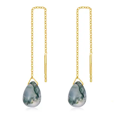 14K Gold Agate Drop Earrings