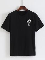 Men's Coconut Tree Print Round Neck Tee, Summer Clothes Regular Fit Fashion Casual Streetwear Short Sleeve T-shirt for Summer...
