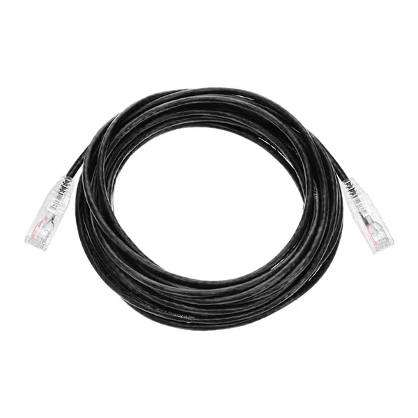 34622 Monoprice Cat6 Component Level Ethernet Cable SlimRun Pure Bare Copper UTP 28AWG 550MHz Snagless RJ45 25ft Black