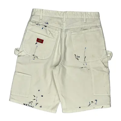 Paint Splatter Dickies Carpenter Shorts - 32W 10L White Cotton | Size: 32″ waist