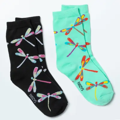 Foozys® Women's Crew Socks - Set of 2 Pairs - Star Gazing Cat & Dog