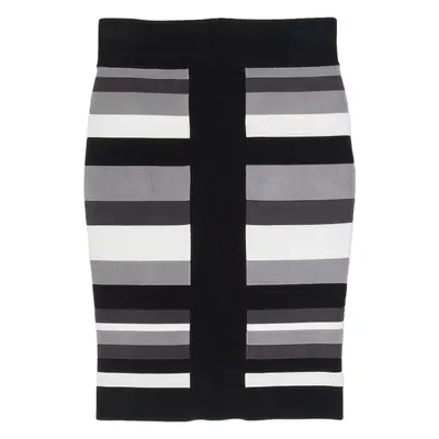 KAREN MILLEN Womens Bandage Skirt Black Knee Length Striped S