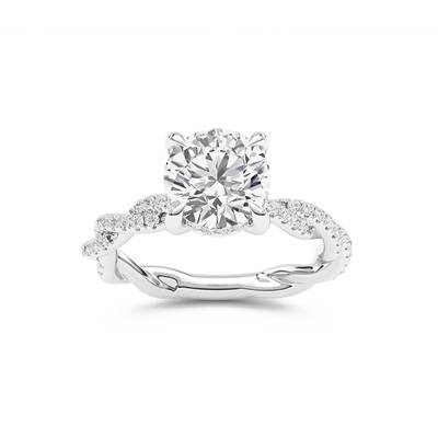 ChiraTan Round Lab Grown Diamond Engagement Ring | 10K White Gold 3 7/8 CT. TW.