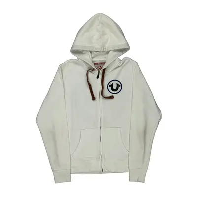 True Religion Graphic Hoodie - Medium White Cotton Blend