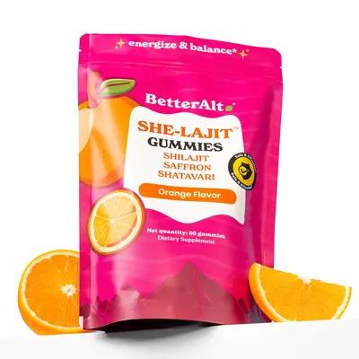 BetterAlt Women SHE-Lajit Gummies | For Energy & Hormonal Balance | Himalayan Shilajit, Shatavari & Saffron | OBGYN Recommend...