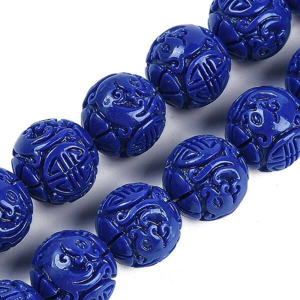 Synthetic Coral Carved Beads Strands