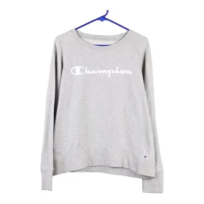 Champion Spellout Sweatshirt - XL Grey Cotton