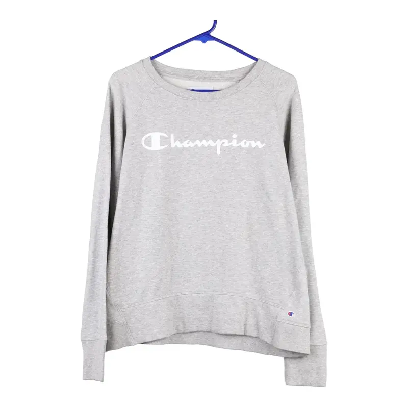 Champion Spellout Sweatshirt - XL Grey Cotton