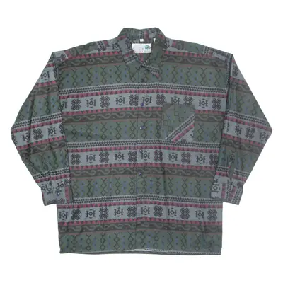 HIGHLANDS Mens Shirt Green Crazy Pattern Long Sleeve XL