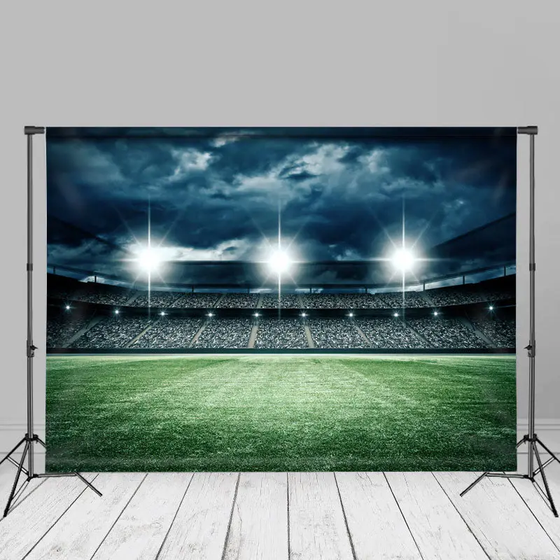Stadium Spotlight Football Grassland Backdrop For Photo - Aperturee