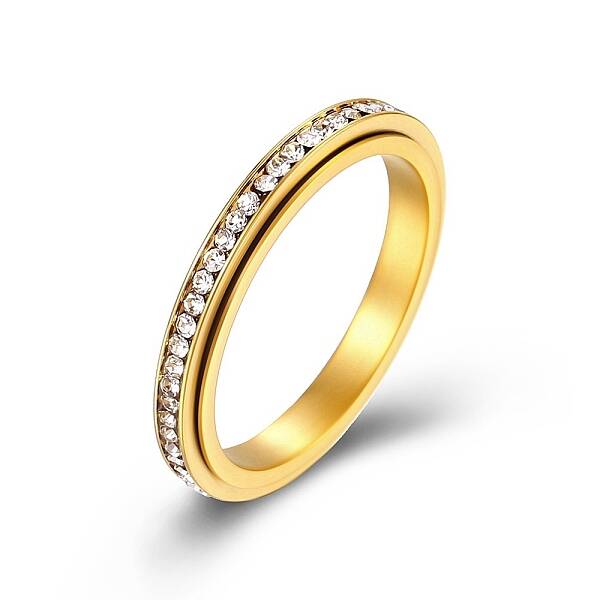 Clear Cubic Zirconia Rotating Finger Ring