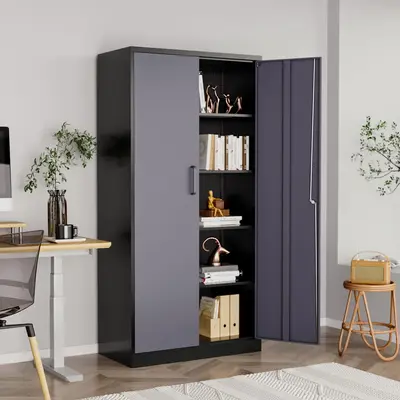 Letaya Metal Storage Cabinets with Lock Door and 5 Adjustable Shelves, Steel Garage Tool Organization Cabinets for Home,Utili...