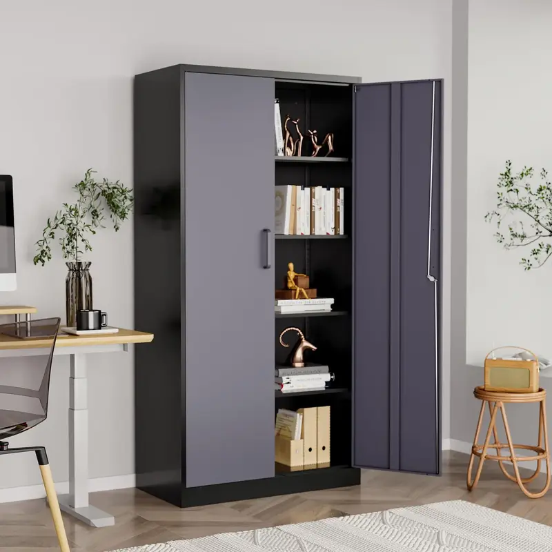Letaya Metal Storage Cabinets with Lock Door and 5 Adjustable Shelves, Steel Garage Tool Organization Cabinets for Home,Utili...