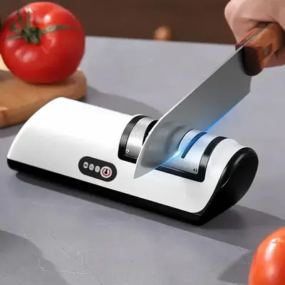 Electric Knife Sharpener, USB Rechargeable 2 Speeds Control Automatic Electric Knife Sharpener, Household Sharpening Stone fo...