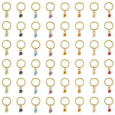 24Pcs 8 Colors Handmade Millefiori Glass & Iron Braiding Hair Pendants Decoration Clips